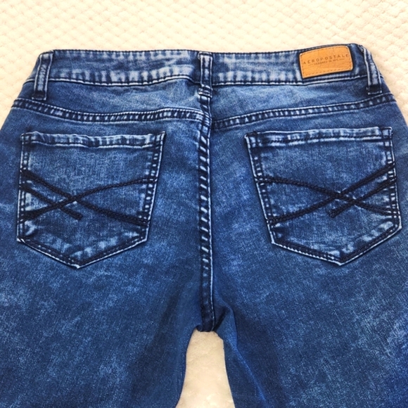 AERPOSTALE WOMENS JEGGINGS DISTRESSED ON KNEES SIZE 2 REGULAR STONE WASHED BLUE - Picture 7 of 16
